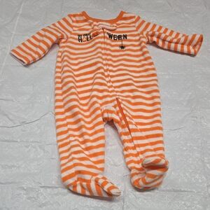 Carter's Orange and White Striped Halloween Footie